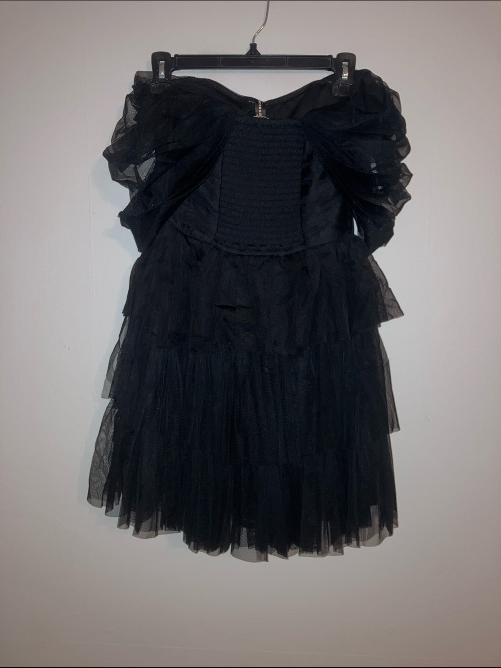 Jayde Black Tulle Off the Shoulder Tiered Mini Dress UK Size 6 - Picture 5 of 6